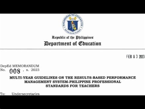 DepEd Memo No. 008, S. 2023 .